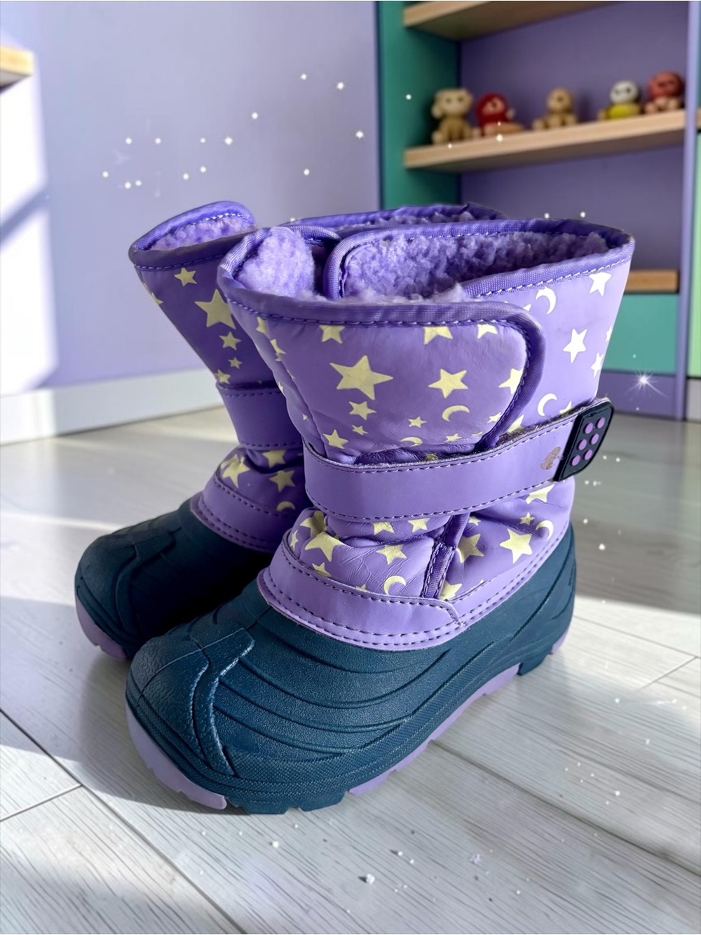Cat & Jack Purple & Navy Thermolite Star Winter Boots Toddler Girls Size 11